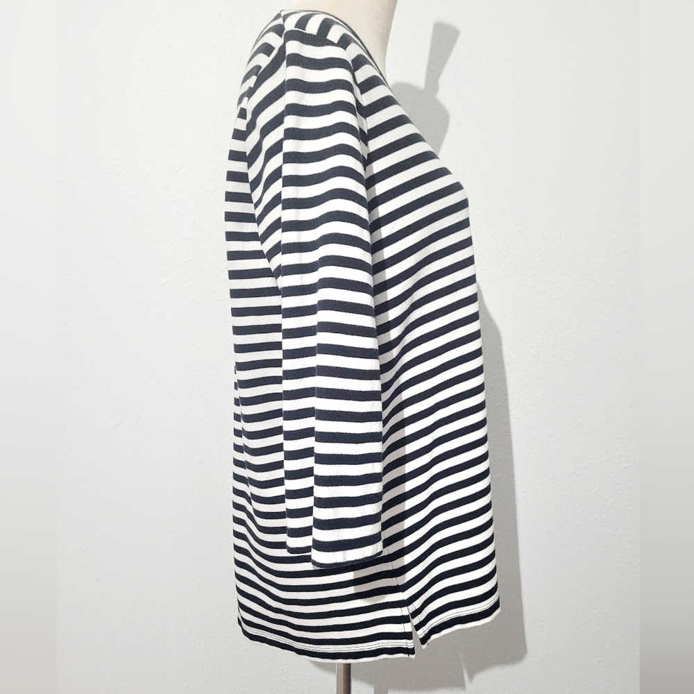 Quacker Factory Lobster Sequin Nautical Striped Top Women Size Large 3/4 Sleeve - Picture 5 of 12
